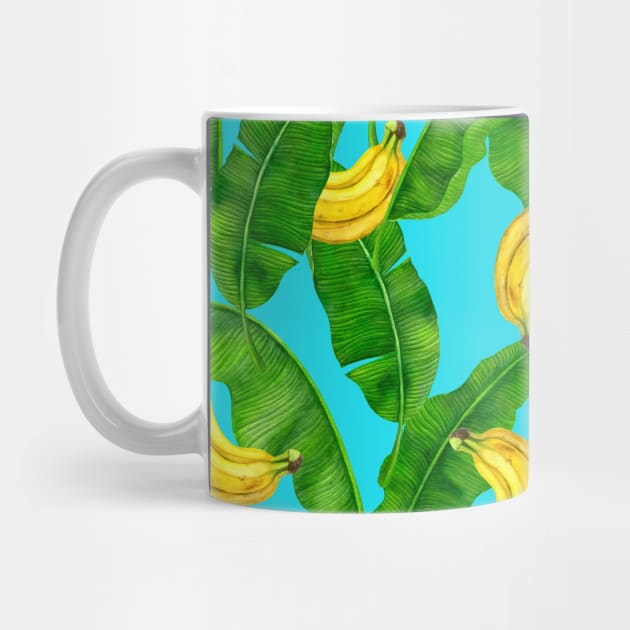 Bananas and leaves watercolor design by katerinamk